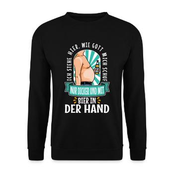 I stand here as God created me. Only thicker - Unisex Sweatshirt - black - Front - Alina (178cm) & Michal (187cm)