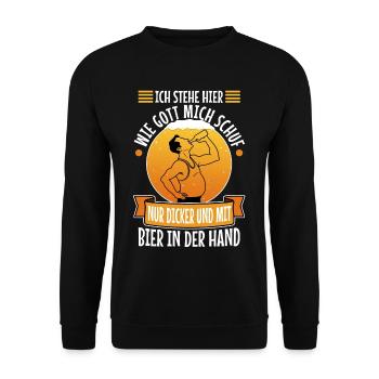 I stand here as God created me. Only thicker - Unisex Sweatshirt - black - Front - Alina (178cm) & Michal (187cm)