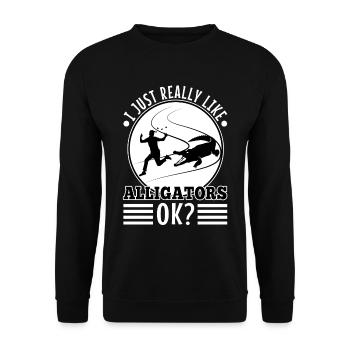 I just really like alligators - Unisex Sweatshirt - black - Front - Alina (178cm) & Michal (187cm)