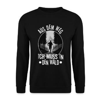 Aus dem weg ich muss in den Wald - Unisex Pullover - Schwarz - Vorne - Alina (178cm) & Michal (187cm)