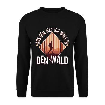 Aus dem weg ich muss in den Wald - Unisex Pullover - Schwarz - Vorne - Alina (178cm) & Michal (187cm)
