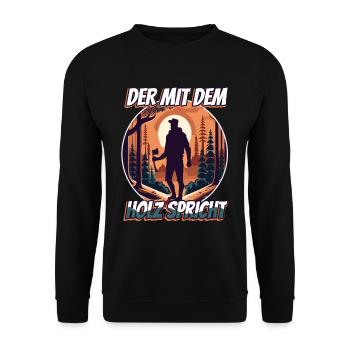 Der mit dem Holz spricht - Unisex Pullover - Schwarz - Vorne - Alina (178cm) & Michal (187cm)