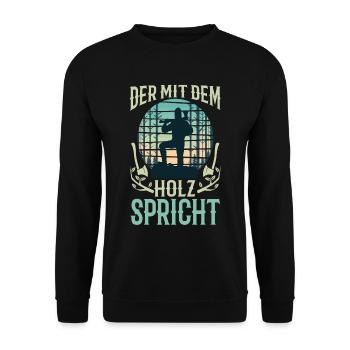 Der mit dem Holz spricht - Unisex Pullover - Schwarz - Vorne - Alina (178cm) & Michal (187cm)