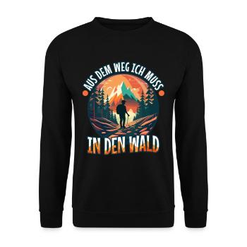 Aus dem weg ich muss in den Wald - Unisex Pullover - Schwarz - Vorne - Alina (178cm) & Michal (187cm)