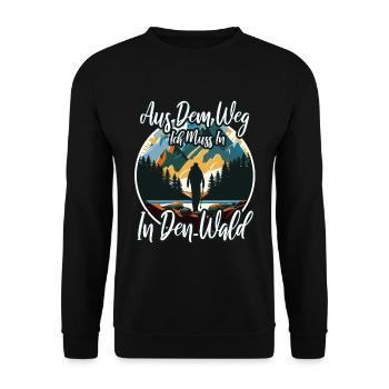 Aus dem weg ich muss in den Wald - Unisex Pullover - Schwarz - Vorne - Alina (178cm) & Michal (187cm)