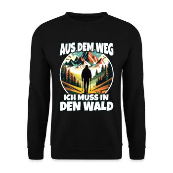 Aus dem weg ich muss in den Wald - Unisex Pullover - Schwarz - Vorne - Alina (178cm) & Michal (187cm)