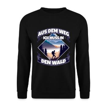 Aus dem weg ich muss in den Wald - Unisex Pullover - Schwarz - Vorne - Alina (178cm) & Michal (187cm)