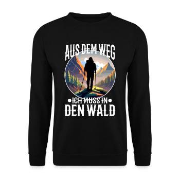 Aus dem weg ich muss in den Wald - Unisex Pullover - Schwarz - Vorne - Alina (178cm) & Michal (187cm)