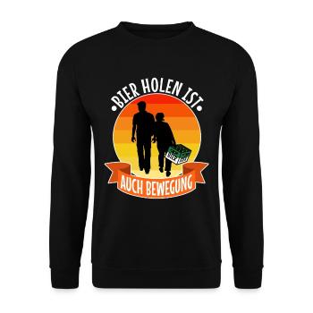 Bier holen ist auch Bewegung - Unisex Pullover - Schwarz - Vorne - Alina (178cm) & Michal (187cm)