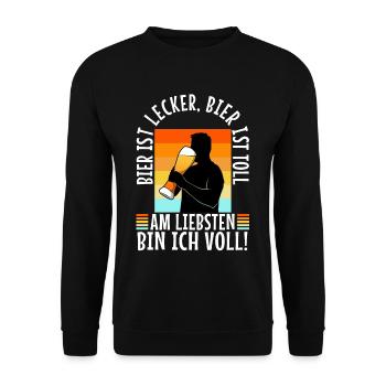Beer is delicious, beer is great, preferably - Unisex Sweatshirt - black - Front - Alina (178cm) & Michal (187cm)