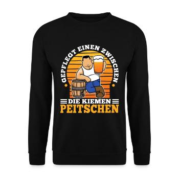 Gepflegt einen zwischen die Kiemen peitschen - Unisex Pullover - Schwarz - Vorne - Alina (178cm) & Michal (187cm)
