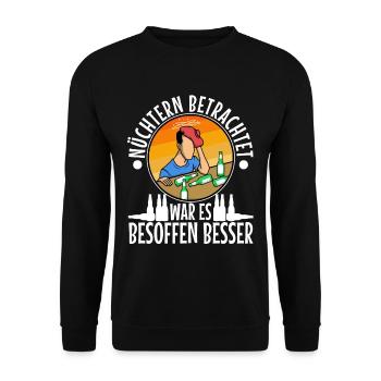 A bucket of beer could still save the day - Unisex Sweatshirt - black - Front - Alina (178cm) & Michal (187cm)