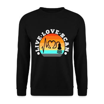 Live Love Scan - Unisex Pullover - Schwarz - Vorne - Alina (178cm) & Michal (187cm)