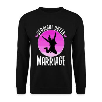 Straight Outta Marriage - Unisex Pullover - Schwarz - Vorne - Alina (178cm) & Michal (187cm)