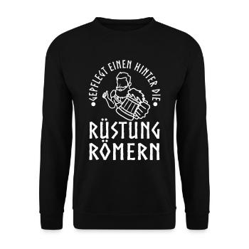 Gepflegt einen hinter die Rüstung Römern - Unisex Pullover - Schwarz - Vorne - Alina (178cm) & Michal (187cm)