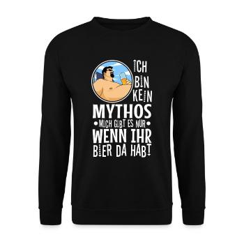 Kein Mythos mich gibt es nur wenn ihr Bier da habt - Unisex Pullover - Schwarz - Vorne - Alina (178cm) & Michal (187cm)