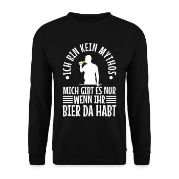 Kein Mythos mich gibt es nur wenn ihr Bier da habt - Unisex Pullover - Schwarz - Vorne - Alina (178cm) & Michal (187cm)