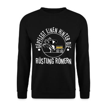 Gepflegt einen hinter die Rüstung Römern - Unisex Pullover - Schwarz - Vorne - Alina (178cm) & Michal (187cm)
