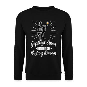 Gepflegt einen hinter die Rüstung Römern - Unisex Pullover - Schwarz - Vorne - Alina (178cm) & Michal (187cm)