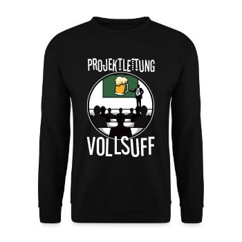 Projektleitung Vollsuff - Unisex Pullover - Schwarz - Vorne - Alina (178cm) & Michal (187cm)