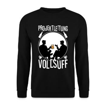 Projektleitung Vollsuff - Unisex Pullover - Schwarz - Vorne - Alina (178cm) & Michal (187cm)