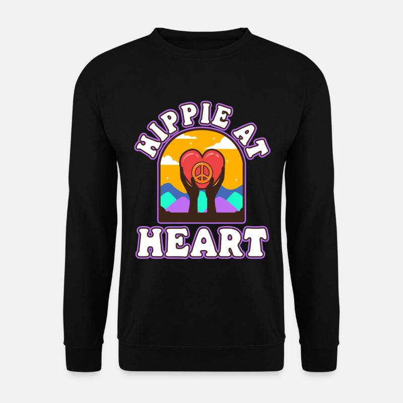Hippie at Heart - Unisex Pullover - Schwarz