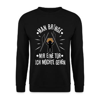 Man bringe mir eine Tür, ich möchte gehen - Unisex Pullover - Schwarz - Vorne - Alina (178cm) & Michal (187cm)