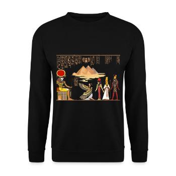 Papyrus Ägypten Horus Pyramiden Urlaub Geschenk - Unisex Pullover - Schwarz - Vorne - Alina (178cm) & Michal (187cm)
