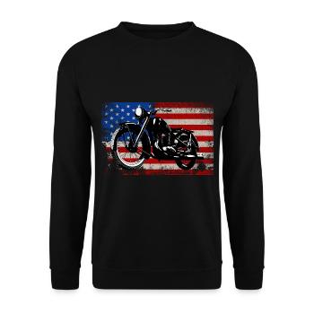 USA Drapeau vieille moto idées cadeaux motards - Sweat-shirt Unisexe - noir - Devant - Alina (178cm) & Michal (187cm)