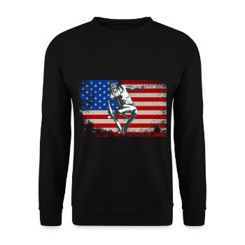 USA drapeau patineur cadeau amérique skateboard - Sweat-shirt Unisexe - noir - Devant - Alina (178cm) & Michal (187cm)