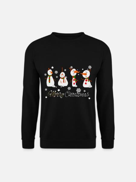 Schneemänner Schneeflocke Frohe Weihnachten 2020 - Unisex Pullover - Schwarz