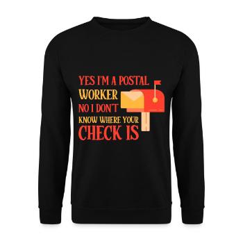 Postier, je ne sais pas où est votre chèque 4 - Sweat-shirt Unisexe - noir - Devant - Alina (178cm) & Michal (187cm)