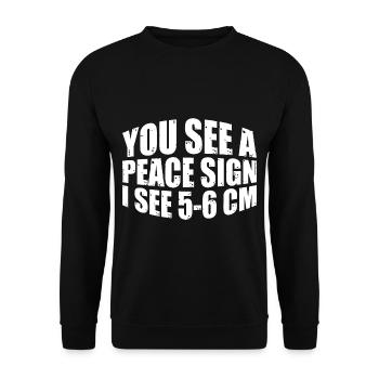 You See A Peace Sign, I See 5-6 Cm 4 - Unisex Pullover - Schwarz - Vorne - Alina (178cm) & Michal (187cm)