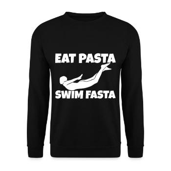 Eat Pasta Swim Fasta 7 - Unisex Pullover - Schwarz - Vorne - Alina (178cm) & Michal (187cm)