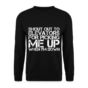 Aux ascenseurs pour venir me chercher quand je suis en bas - Sweat-shirt Unisexe - noir - Devant - Alina (178cm) & Michal (187cm)