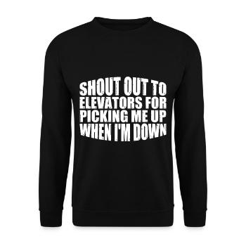 Aux ascenseurs pour venir me chercher quand je suis en bas 8 - Sweat-shirt Unisexe - noir - Devant - Alina (178cm) & Michal (187cm)