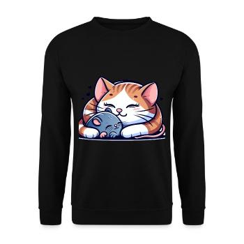 Câlin Chat Et Souris Amoureux - Sweat-shirt Unisexe - noir - Devant - Alina (178cm) & Michal (187cm)