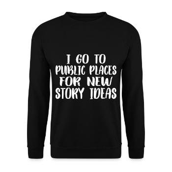 Je vais dans les lieux publics pour de nouvelles idées d’histoires 3 - Sweat-shirt Unisexe - noir - Devant - Alina (178cm) & Michal (187cm)
