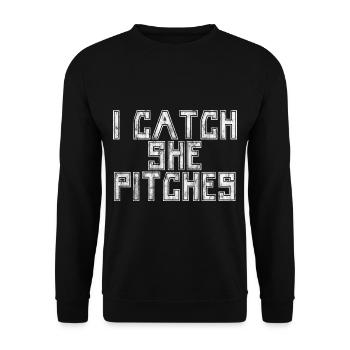 I Catch She Pitches 5 - Unisex Pullover - Schwarz - Vorne - Alina (178cm) & Michal (187cm)