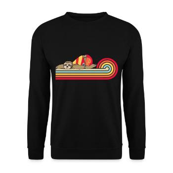 Faultier Sportler motiviert zum Faulenzen - Unisex Pullover - Schwarz - Vorne - Alina (178cm) & Michal (187cm)
