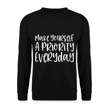 Make Yourself A Priority Everyday - Unisex Pullover - Schwarz - Vorne - Alina (178cm) & Michal (187cm)