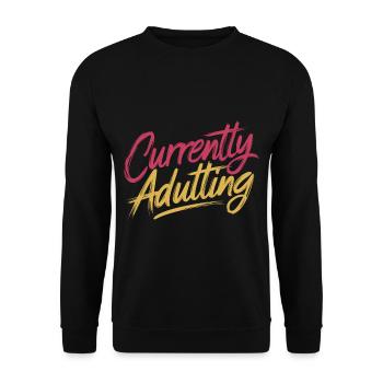 Currently Adulting 10 - Unisex Pullover - Schwarz - Vorne - Alina (178cm) & Michal (187cm)