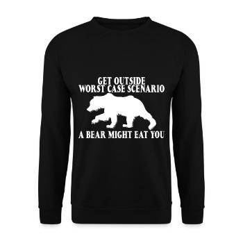 Get Outside, Worst Case Scenario, A Bear Eats You9 - Unisex Sweatshirt - black - Front - Alina (178cm) & Michal (187cm)