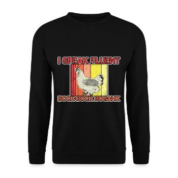 I Speak Fluent Bock Bock Bogahk 3 - Unisex Pullover - Schwarz - Vorne - Alina (178cm) & Michal (187cm)