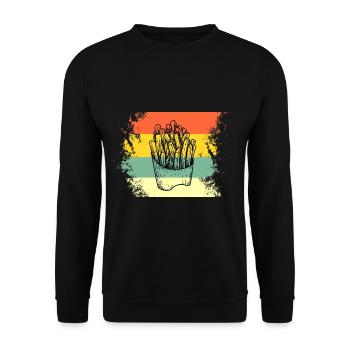 Pommes retro vintage Pomme de terre french fries - Unisex Pullover - Schwarz - Vorne - Alina (178cm) & Michal (187cm)