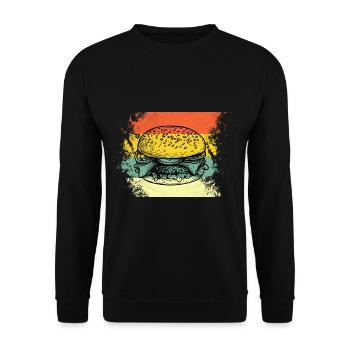 Burger Fast Food Retro Vintage USA - Unisex Pullover - Schwarz - Vorne - Alina (178cm) & Michal (187cm)