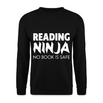 Reading Ninja, No Book Is Safe - Unisex Pullover - Schwarz - Vorne - Alina (178cm) & Michal (187cm)