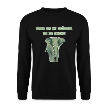 Elefant Karma Tier Lustiger Spruch Slogan Geschenk - Unisex Pullover - Schwarz - Vorne - Alina (178cm) & Michal (187cm)