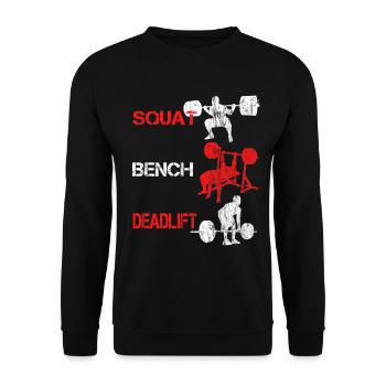 Squat Bench Deadlift - Bodybuilder Training - Unisex Sweatshirt - black - Front - Alina (178cm) & Michal (187cm)