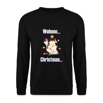 Weihnachten Katze Sarkasmus Freude Geschenk - Unisex Pullover - Schwarz - Vorne - Alina (178cm) & Michal (187cm)
